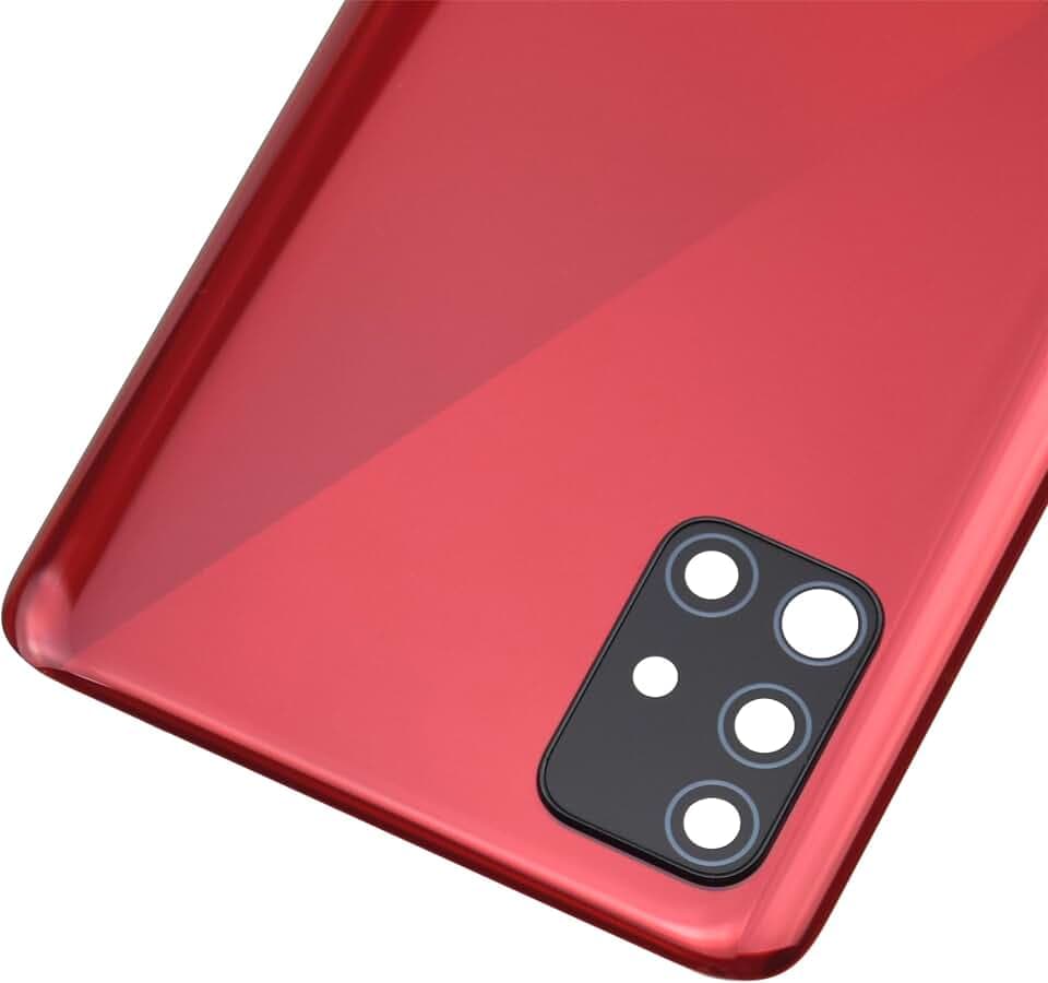 Prism Crush Red Plastic Back Cover Replacement for Samsung Galaxy A51 SM-A515F with Rear Camera's Frame and Glass Pre cut adhesive and Tool Kit