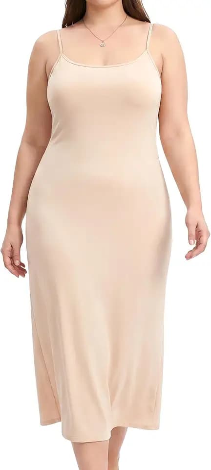 Plus Size Full Slip Dress for Women Adjustable Straps Under Dress Slip, Cami Dress for Soft Nightgown Sleepwear
