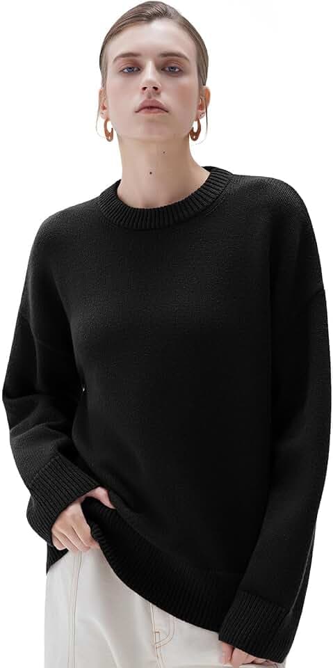 SUUKSESS Women Cashmere Blend Oversized Sweaters Long Sleeve Pullover Tops