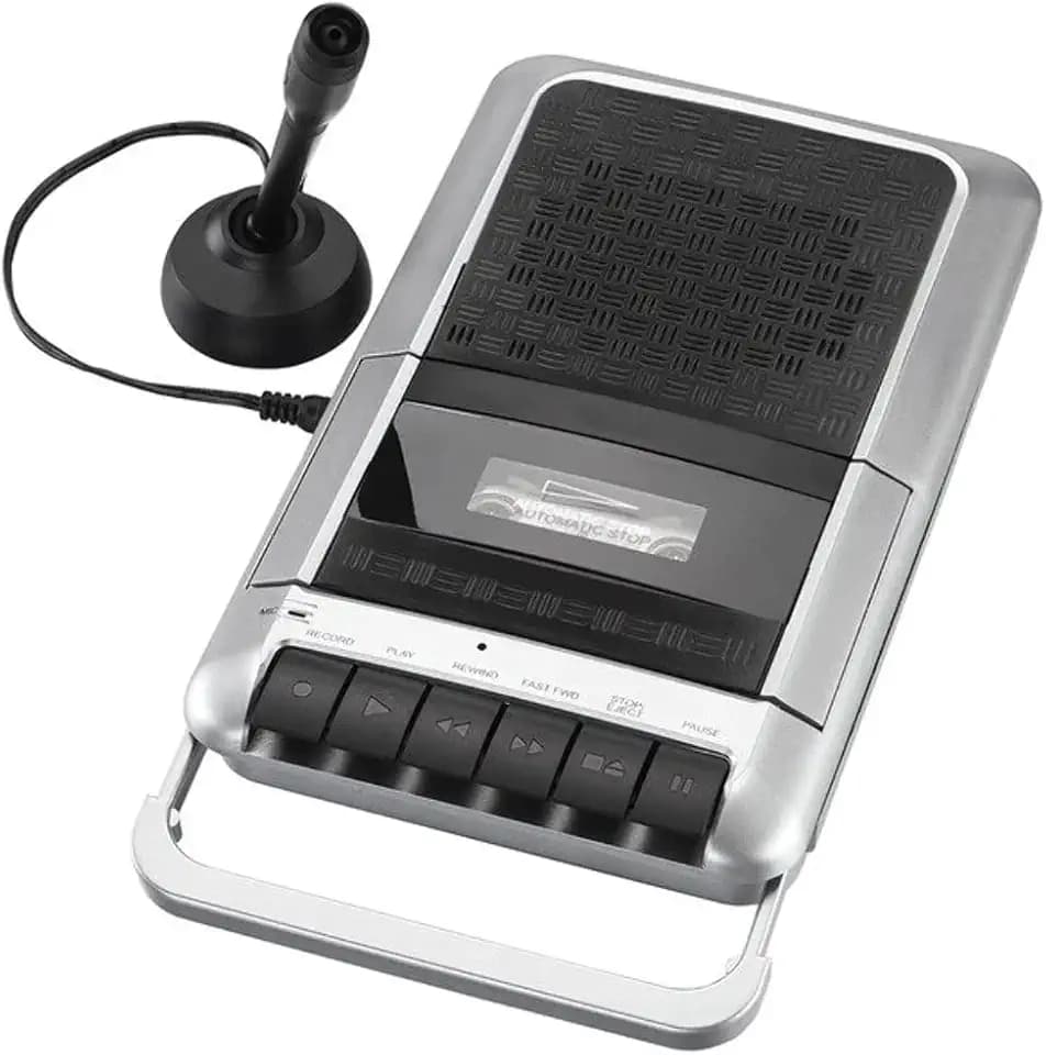 PROSCAN Cassette Player & Recorder with Microphone, Headphone Jack, Aux in, Black
