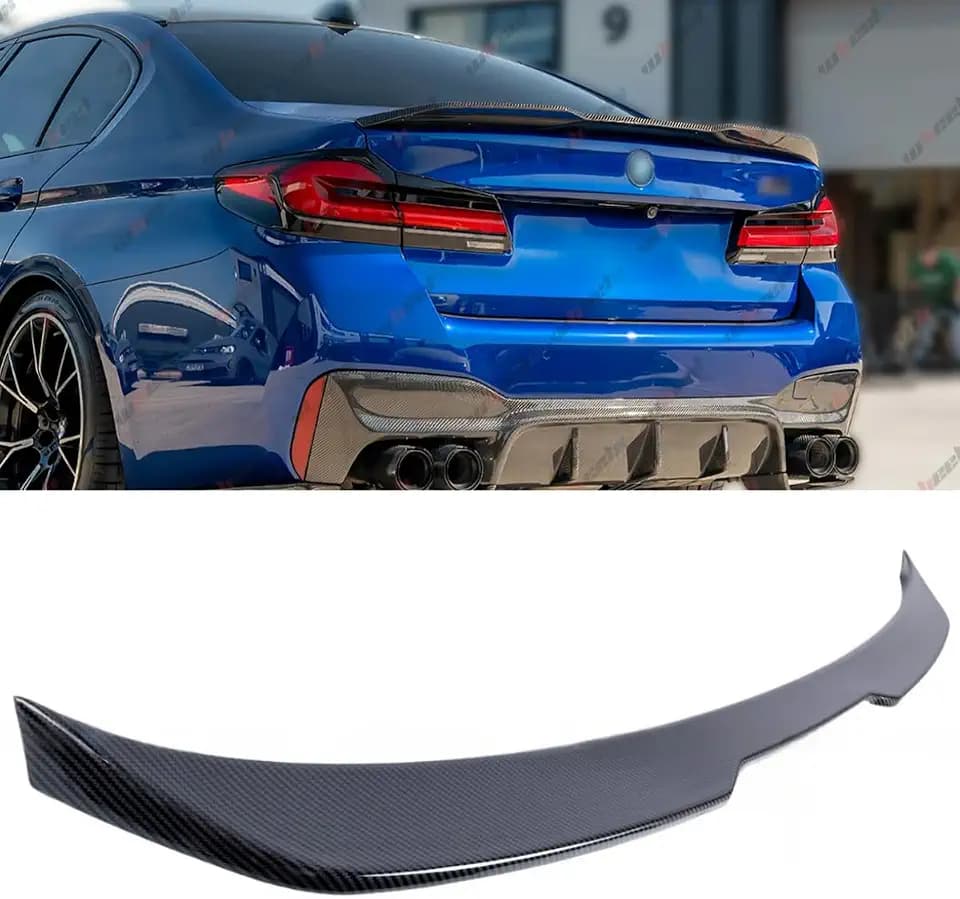 Rear Trunk Spoiler Compatible with BMW 5 Series G30 Sedan 2017-2023,PRO Style Duckbill Spoiler, Fits for 530e 530i 540i 550i M5,High Kick Trunk Tail Deck Lid Wing Lip (Carbon Fiber Pattern)