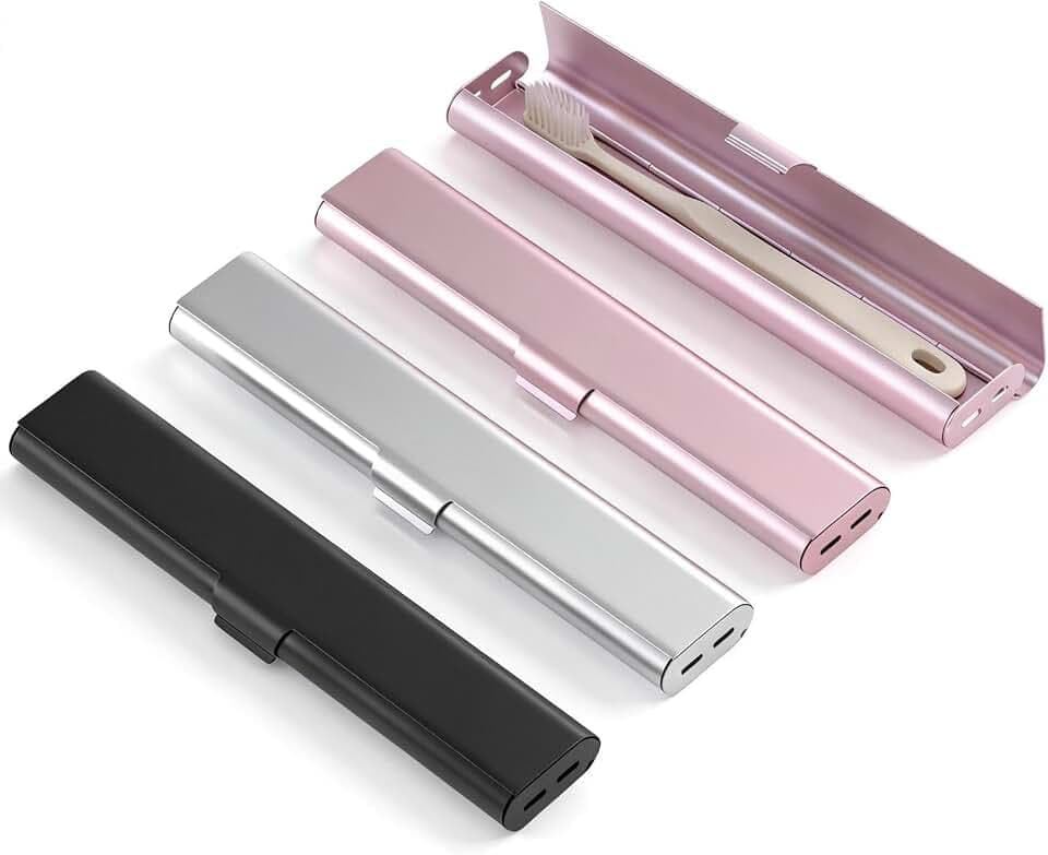 Aluminium-Zahnbürstenetui: 3er-Pack Atmungsaktiv und Staubdicht für Hotel Camping Outdoor – Tragbare Aufbewahrung, Recycelbar für Reisende (3, Multicolor)