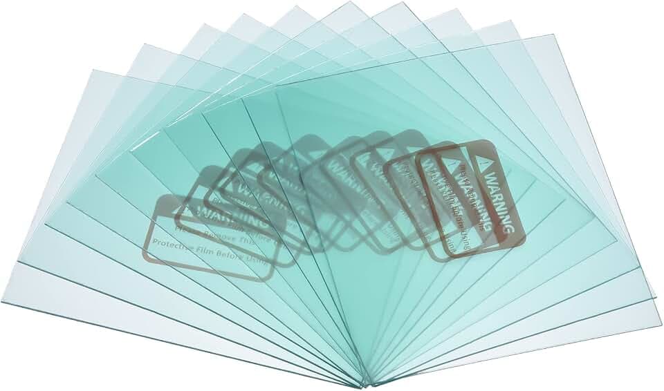 PATIKIL 4.3 x 3.5 Inch Welding Protection Lens, 20 Pack Transparent Right Angle Protective Replacement for Solar, Clear