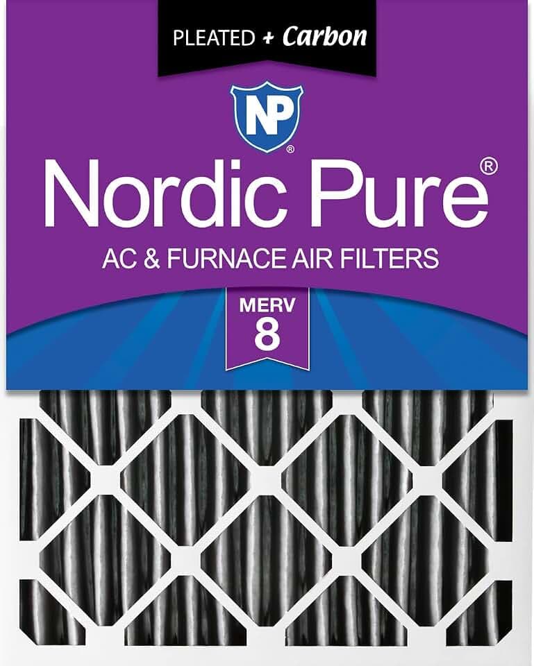 Nordic Pure 16x20x4 Pleated MERV 8 Plus Carbon Air Filters 1 Pack