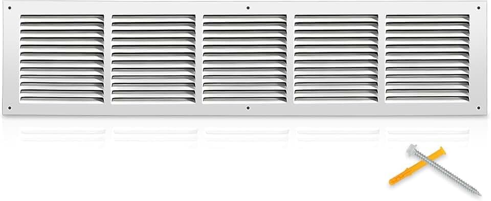 Fancat 30x6 Duct Opening | Steel Return Air Grille | Vent Cover Grill for Sidewall and Ceiling | HVAC Cold Air Intake Grille | White | Outer Dimensions: 31.75"W X 7.75"