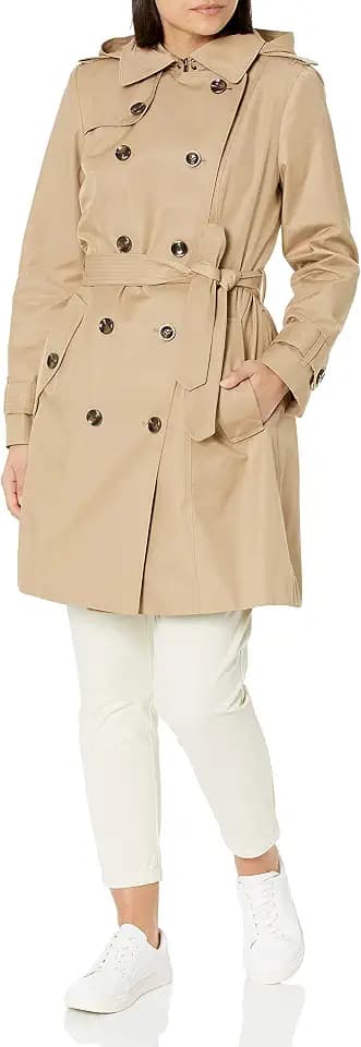 London Fog Women's Double Breasted Short Trenchcoat with Belt
