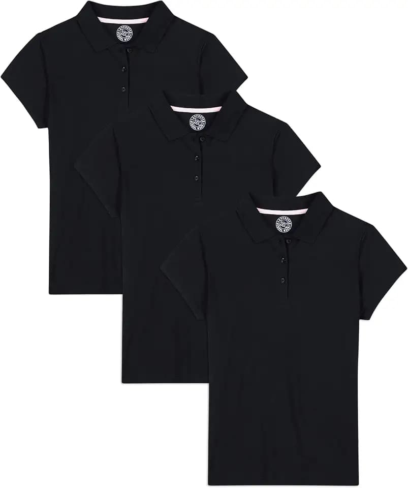 Approved School Wear ASW Girls' School Uniform Multipack Short Sleeve Soft Jersey Polo