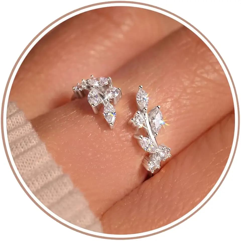 CASSIECA Ringe Gold Silber Wasserfest Ring Verstellbar mit Blatt AAAAA+ CZ