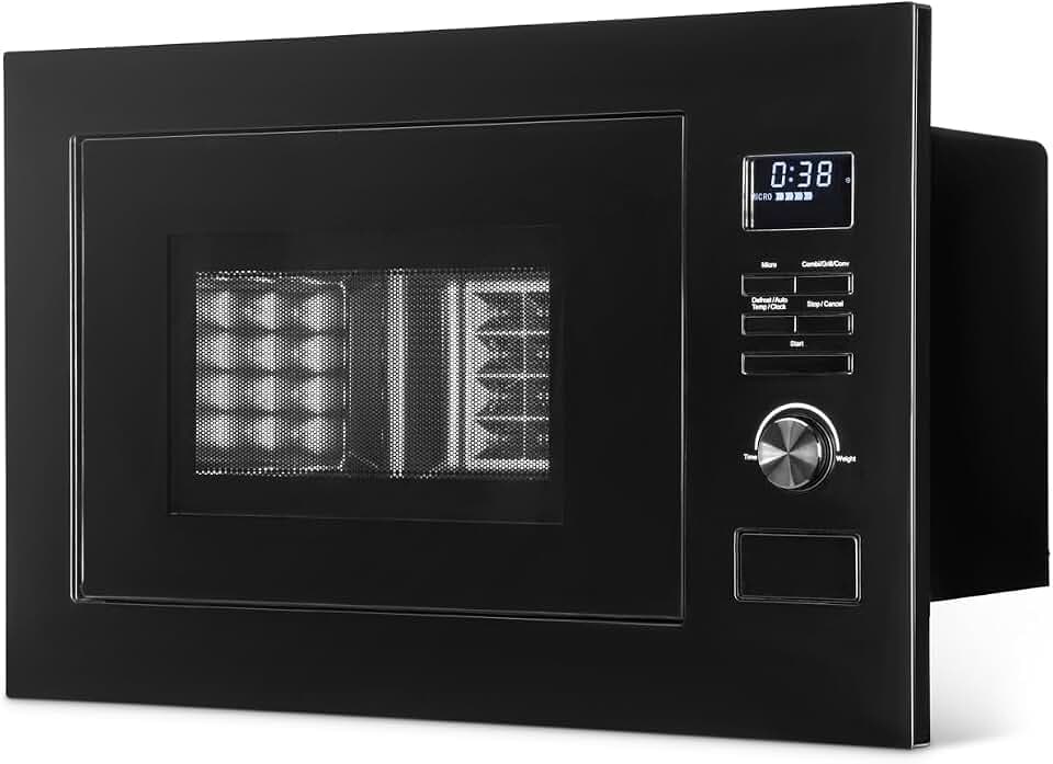 Bomann® Einbaumikrowelle mit Grill und Heißluft | 60cm | 900W Mikrowelle | 1300W Grill | 2300W Heißluft | inkl. Grillrost und Drehteller | 25L Einbau Mikrowellengerät | MWG 3001 H EB schwarz