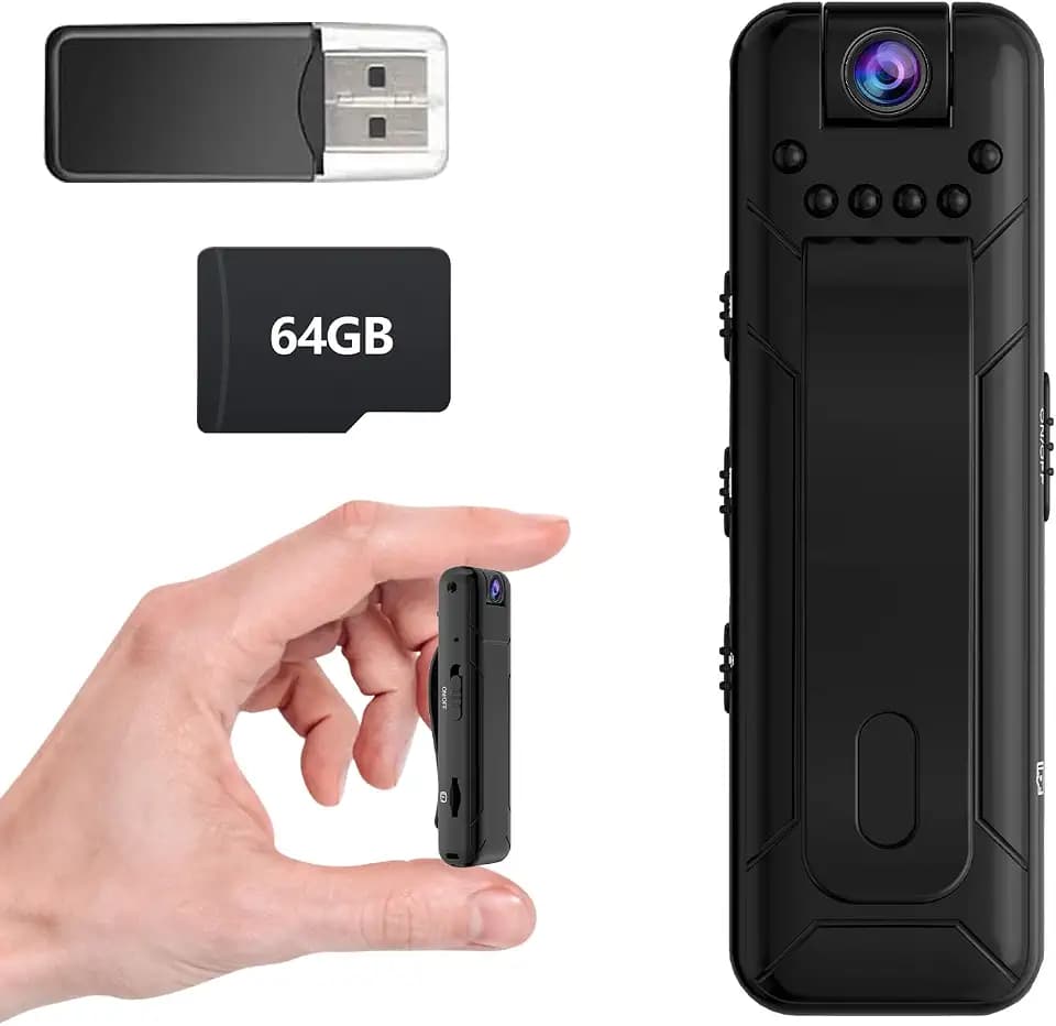 Body Camera, 1080P FHD Body Cam, Built-in 64GB Memory Card, 10HR Battery,180° Rotating Lens, Body Worn Camera for Indoor Outdoor, Traveling, Cycling