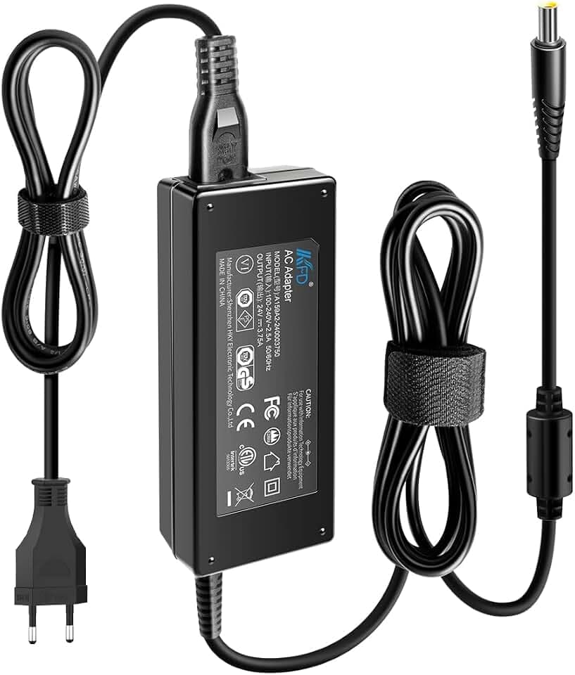 KFD 24V 3,75A 90W Netzteil Ladegerät Ladekabel für ResMed S10 Airsense S10 AirCurve CPAP BiPAP Air Elite Machines ResMed S10 Serie IP22 DC24V 3,75A 370001 R370-7407 DA90F24 AC DC Adapter
