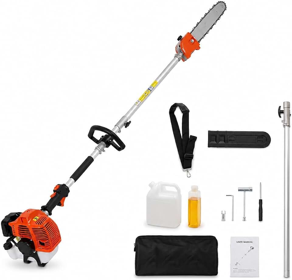 GarveeTech 43CC Gas Pole Saw, 9.5FT Shaft, for High Branch Pruning