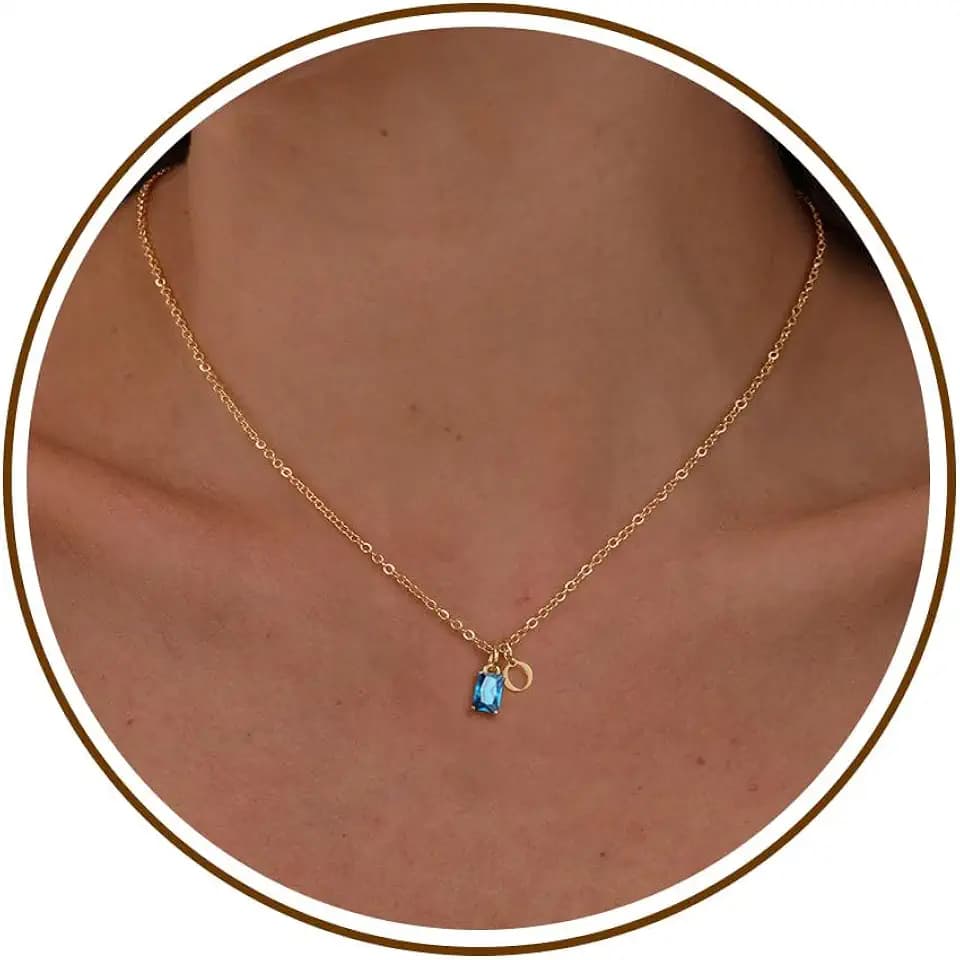 Btysun Birthstone Necklace for Women Birthday Gifts for Teen 14K Filled Gold Initial Necklace Initial A-Z Birthstone Pendant Necklace Mom Birthday Gifts Valentine's Day Gift for Girlfriend Her
