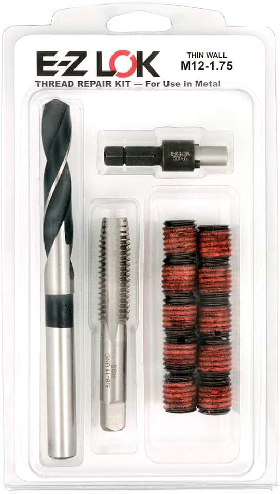 E-Z LOK EZ-310-M12 Gewindeeinsätze für Metall, M12-1.75 Einbausatz, Stahl, Schwarzoxid