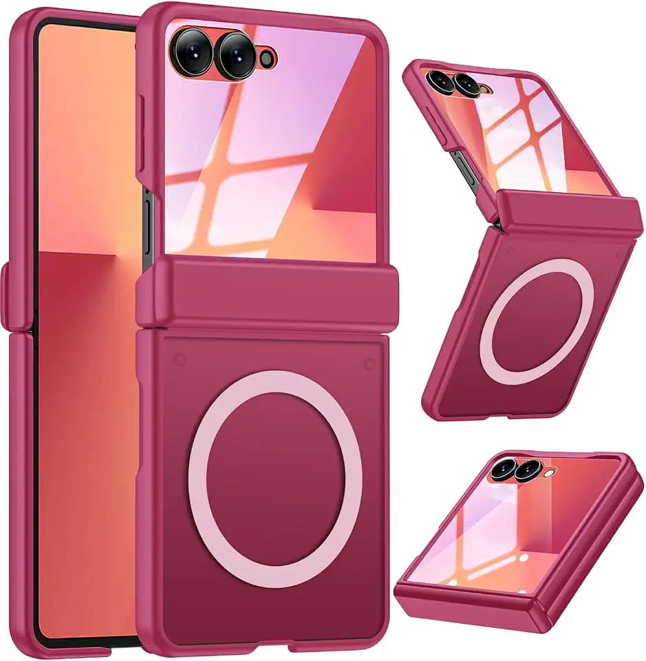 for Samsung Galaxy Z Flip 7 Case: Slim Frosted Transparent Phone case [Compatible with MagSafe][Hinge Protection][Screen protecter] Shockproof TPU+PC Cover for zflip 7 5G 2025