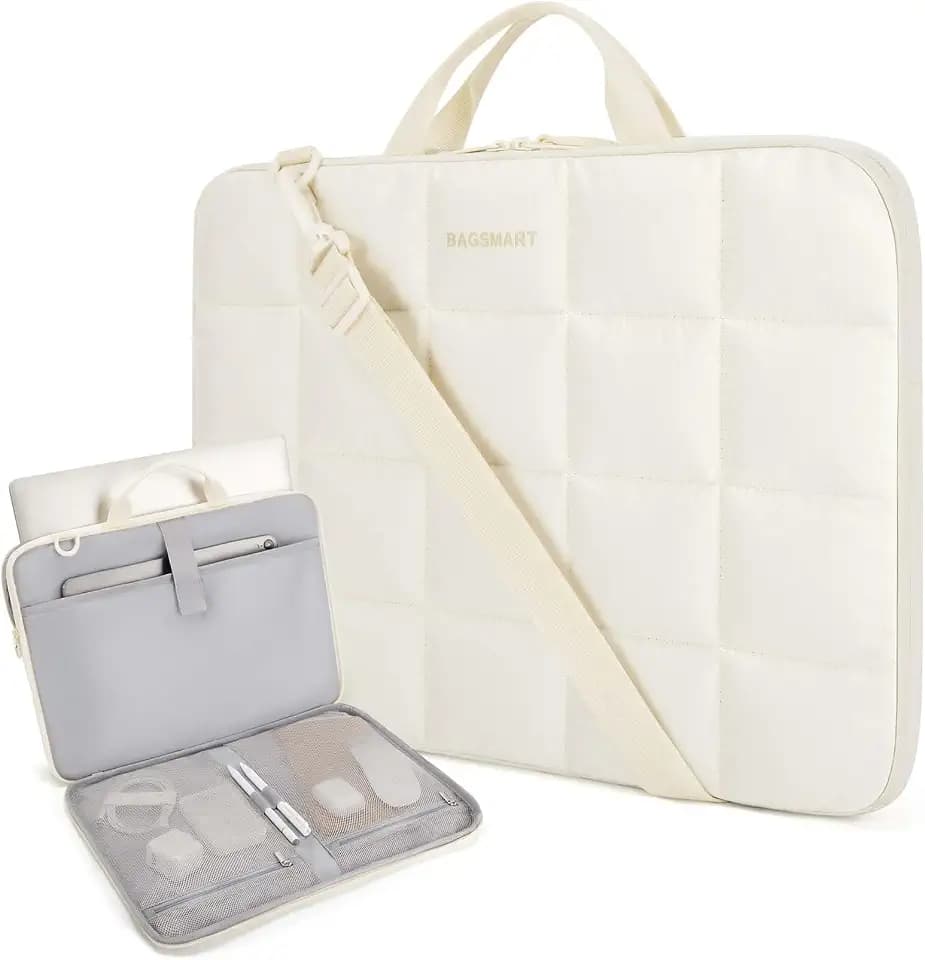 BAGSMART Laptop Case with Handle, Puffy Laptop Sleeve Bag for Women