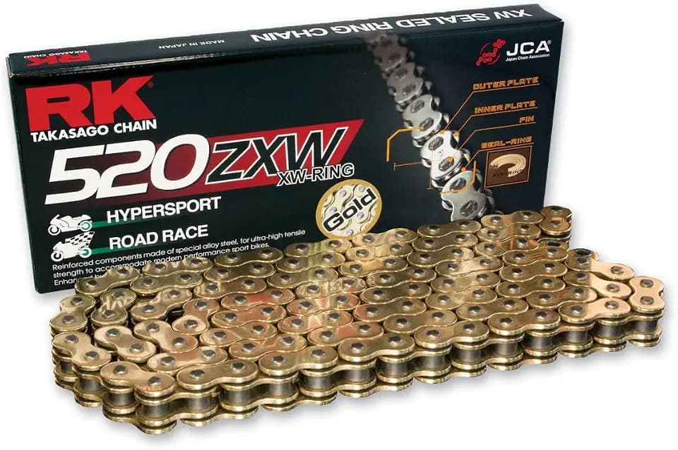 RK Racing Chain GB520ZXW-170 Gold 170 Link XW-Ring Premium High Performance Chain with Connecting Link