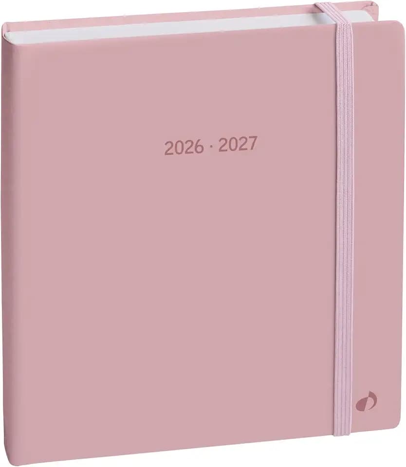 Quo Vadis Terminkalender 2026-2027, September, Farbe ML, Pastellfarben, 16 x 16 cm, Rosa