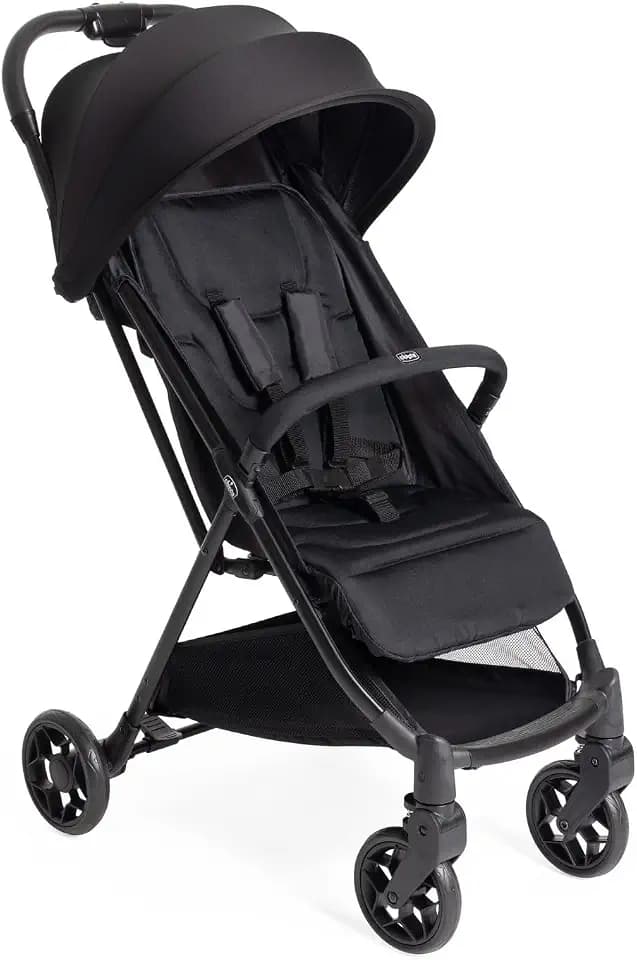 Chicco Urbino Kinderwagen Ab Geburt bis 4 Jahren (max. Belastbarkeit 25 kg), Praktisch und leicht, Zusammenklappbarer Buggy,Einhandverschluß, Verstellbare Rückenlehne und Fußstütze, Verdeck, Schwarz