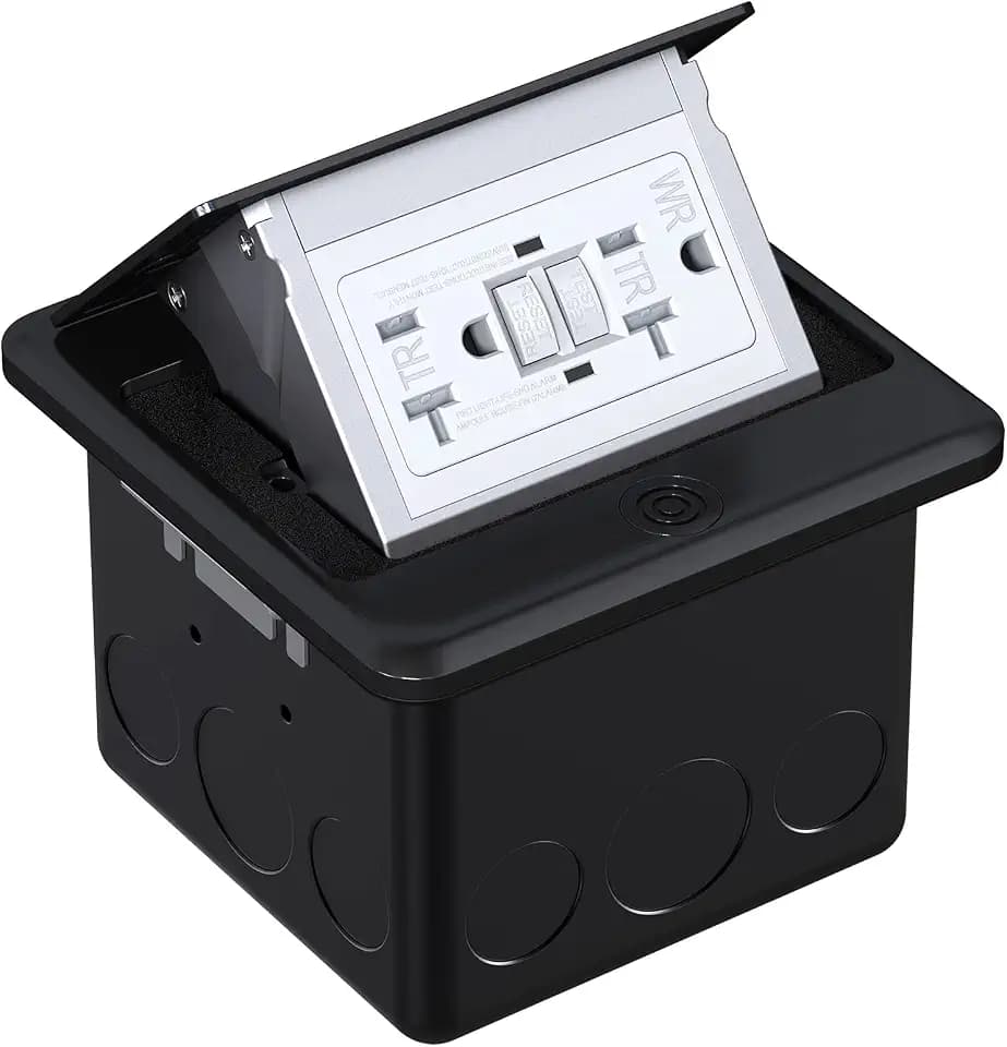 WEBANG Pop Up Floor Outlet Covers Box with 20 Amp Stainless Steel GFCI Tamper Resistant Rceptacle Outlet, ETL Listed, Black