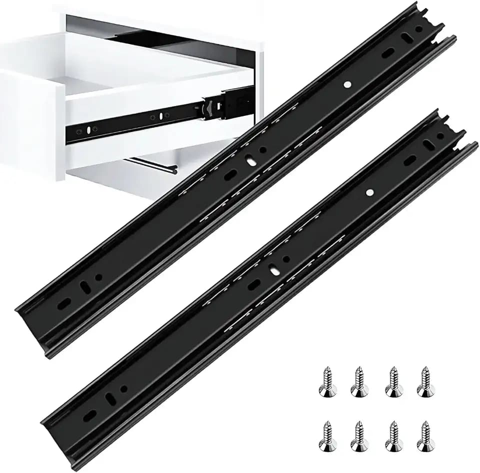 14 Inch Drawer Slide, YAOBVIS 1 Pair Heavy Duty Full Extension Ball Bearing Drawer Runners, Smooth Side Mount Cabinet Rails for Kitchen, Bathroom, Garage and Tool Cabinets