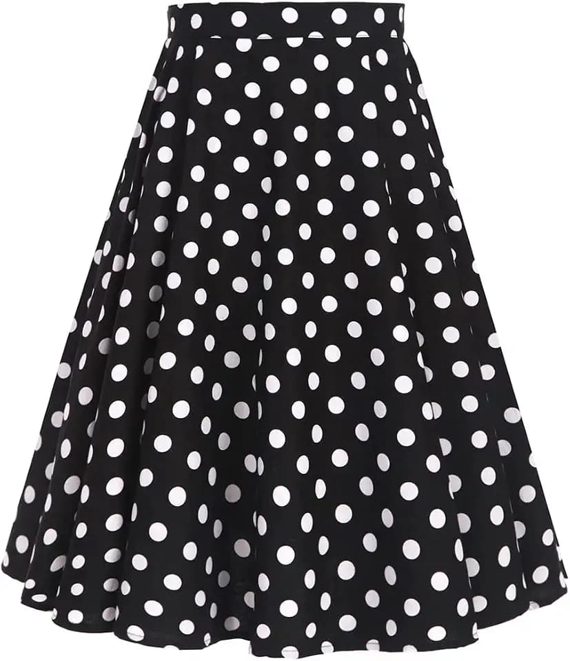 FYMNSI Damen Rockabilly Rock Vintage 1950er Jahre Retro Blumen Druck Faltenrock Elastische Hohe Taille Swing Glockenrock
