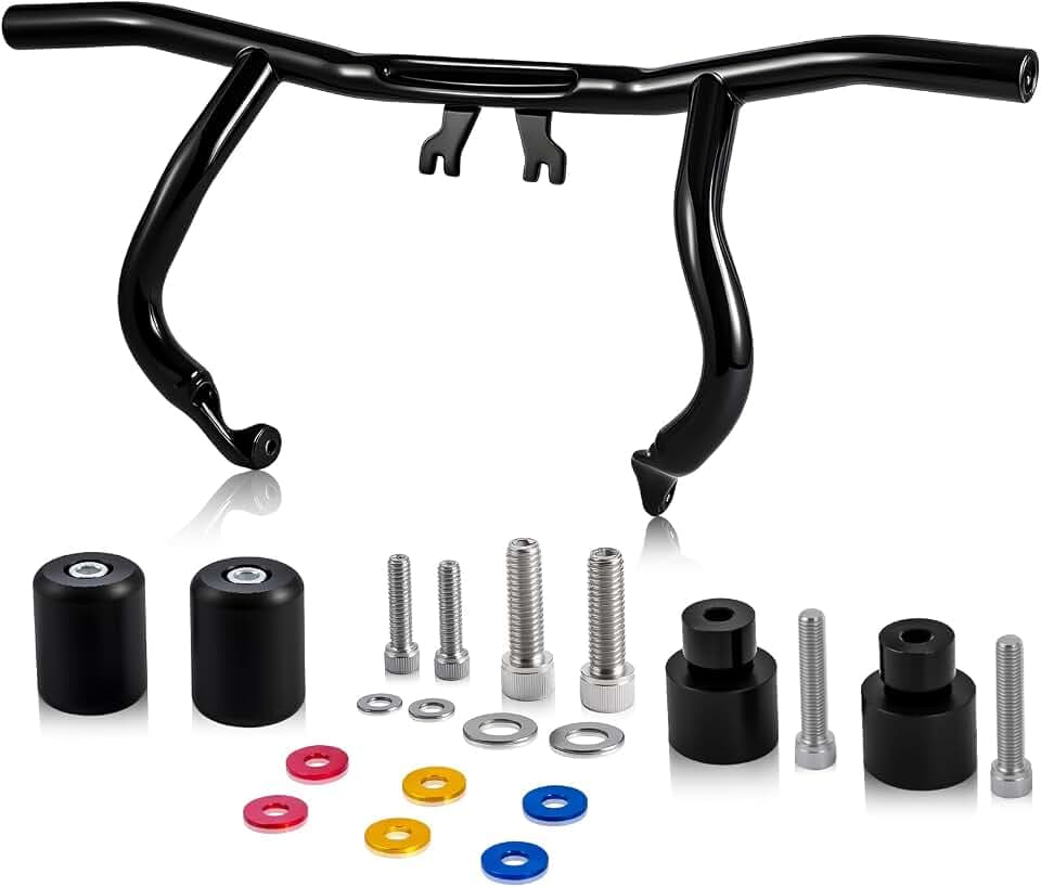 1.25" Front Engine Guard Crash Bar Flat Out Bar for Harley Touring 2014-2026 Street Road Electra Glide Road King and Trike, Black