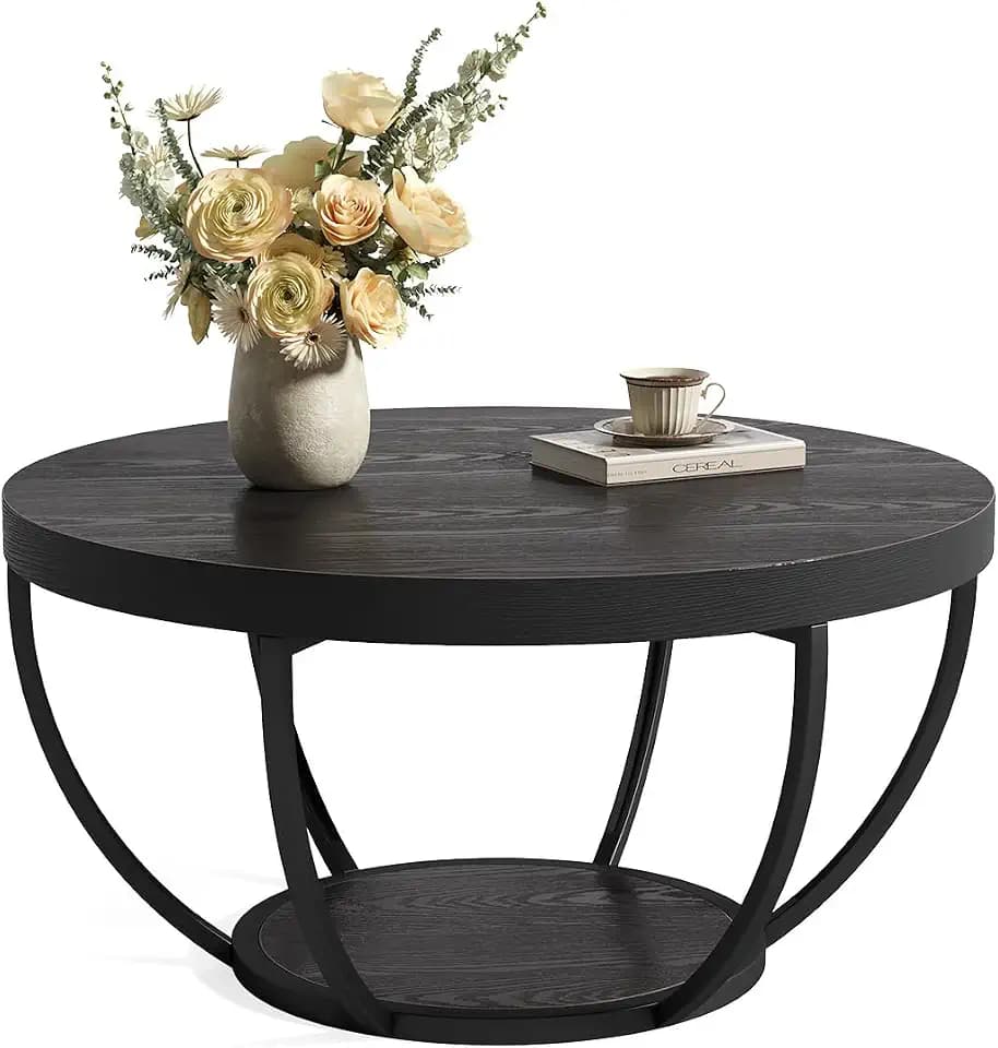 LITTLE TREE Round Coffee Table, 32" Circle Coffee Table for Living Room