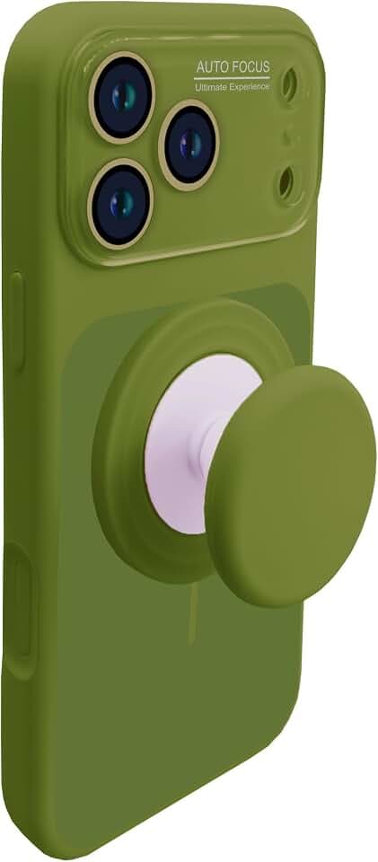 XZC Case for iPhone 17 Pro Max/iPhone 18 Pro Max, Compatible with MagSafe, Full Camera Protection, Pop-Socket Stand, Military Grade Shockproof, Dual-Tone Design Willow Green