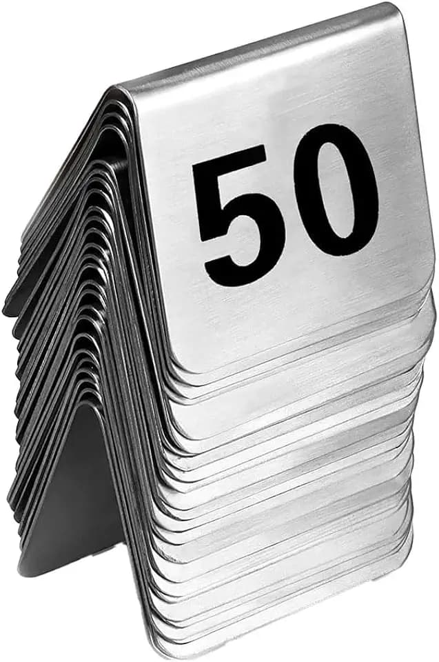 Edelstahl Tischnummern 1-50, Doppelseitige Tischschilder für Restaurants und Bars, Hochzeit Tischkarten Nummer, Stapelbare Tischnummernkarten für Empfänge, Bankette, Cafés, Hotel