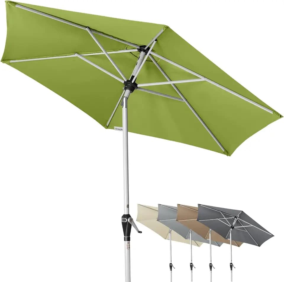 Doppler Active Auto Tilt Gartenschirm Ø 210 cm – Kurbel mit Auto-Tilt, knickbar, UV-Schutz LSF 50+, wetterfestes Polyester, stabiles Stahlgestell in Silber