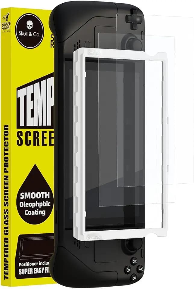 SAVAGE RAVEN by Skull & Co. High Transparency High Sensitivity Tempered Glass Screen Protector For Steam Deck/OLED (2-PACK) with Positioner Installation Kits - Anti-Glare Matte Finish