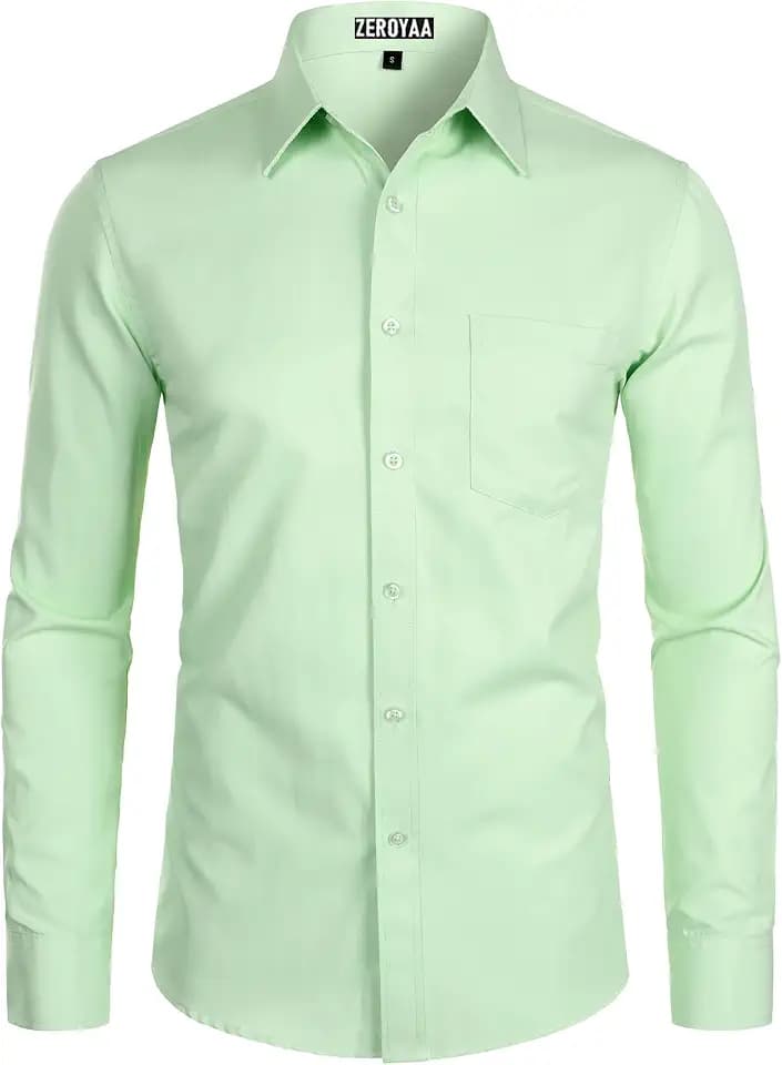 ZEROYAA Men's Dress Shirt Business Casual Button Up Shirt
