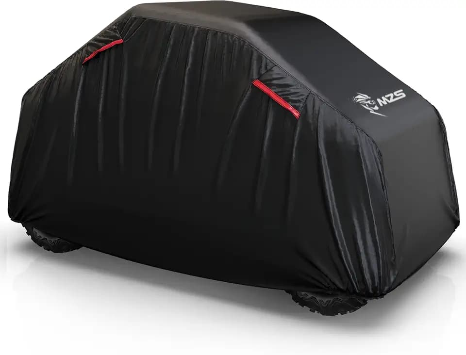 MZS UTV Cover Waterproof All Weather Season Protection Accessories fits up to 160 inch 4-6 Passengers Utility Vehicle Covers - Vents Night Reflective Tear Wind Proof Adjuster Buckle Storage