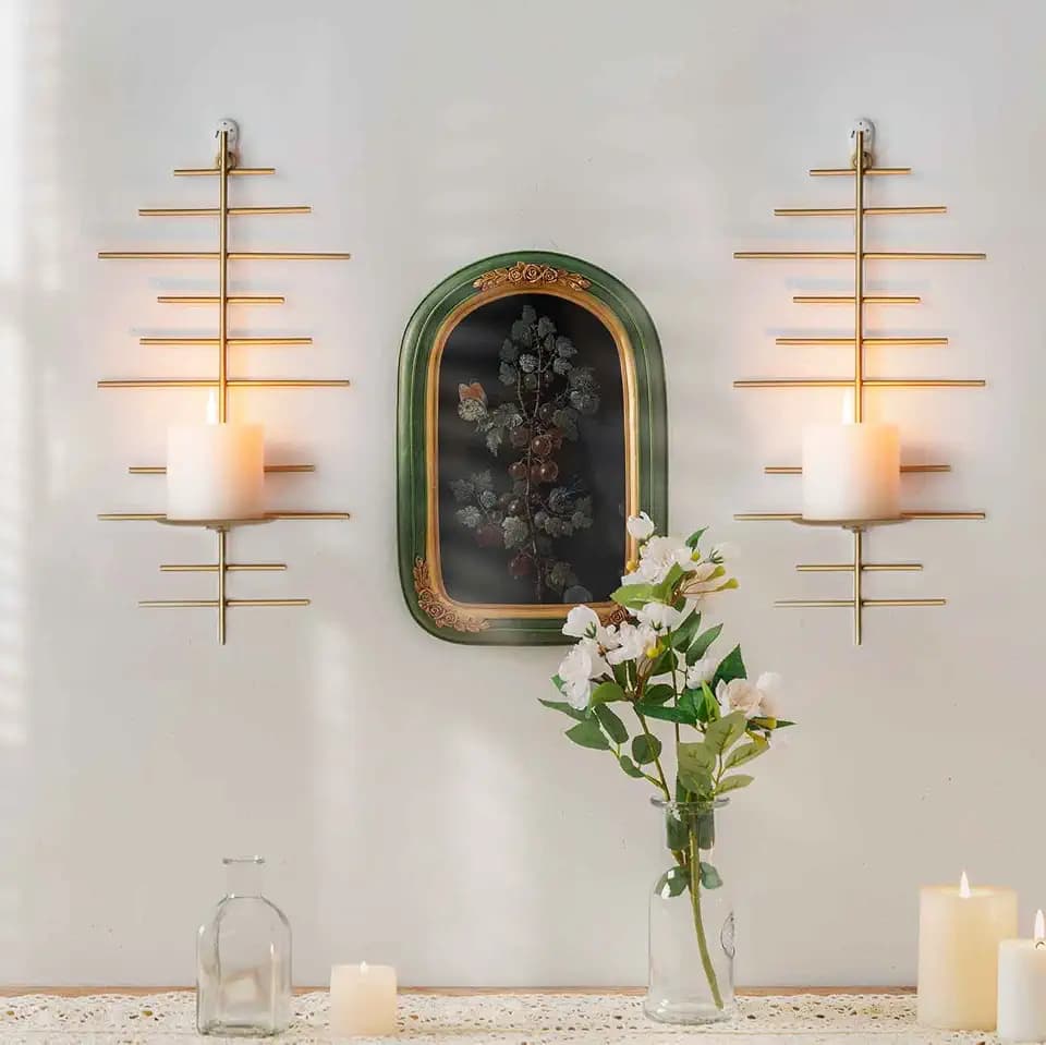 AIM & GGKK Wandkerzenhalter,Set von 2 Stück Wand Kerzenhalter Wandleuchter Kerzenständer für Wohnzimmer, Esszimmer und Schlafzimmer Wand Deko