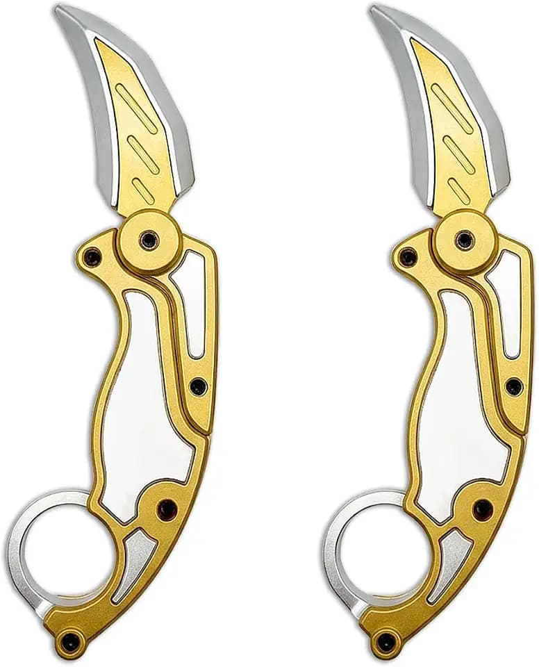 Dreamplay Fidget Gravity Karambit Knife, 2 Pcs 3D Printed Gravity Toys Fake Knife Perfect for Anxiety Stress Relief Autism and ADD (Knifes-White)