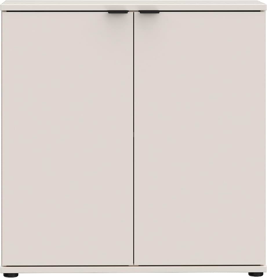 Forte Ganymede Kommode 80, minimalistische Kommode, 2-türig, Holzwerkstoff, Wohn-/Schlafzimmer, Kaschmir Beige, 80,1 cm breit x 82,3 cm hoch x 34,1 cm tief