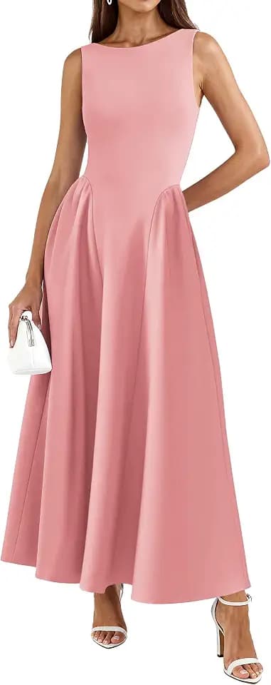 PRETTYGARDEN Summer Sleeveless Maxi Dresses for Women 2026 Elegant Classy A Line Tank Formal Midi Long Wedding Guest Dress