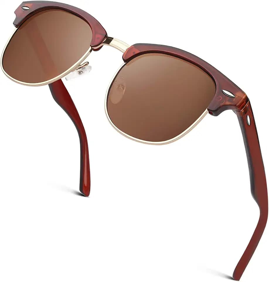 GQUEEN Horn Gestell Halbrahmen Retro Polarisiert Sonnenbrille Herren Damen