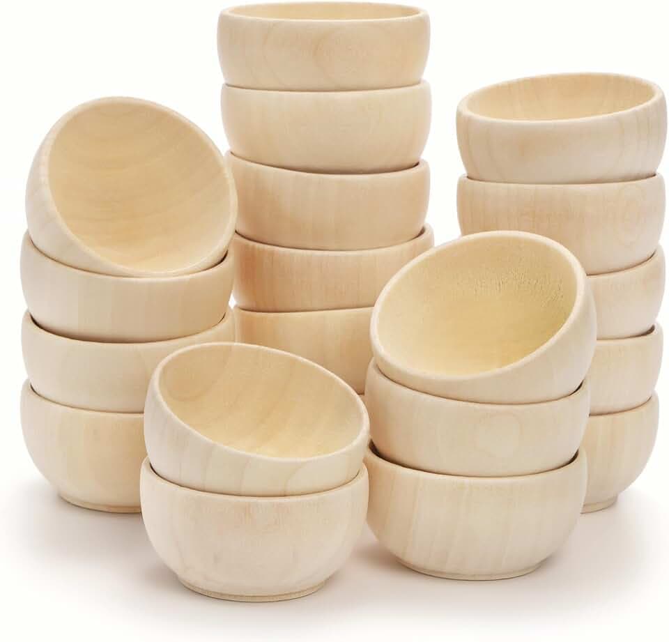ZENFUN 20er Pack Pinch Bowls aus Holz, Mini Schüsseln zum Dippen von Saucen, Gewürzschalen, Nüssen, Süßigkeiten, Früchten, Vorspeisen und Snacks, 5,7 cm T x 3 cm H