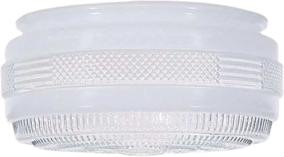 Aspen Creative 23604-01, 6" Clear And White Drum Replacement Glass Shade For Ceiling Fixture, 6"Dia x 3-1/4"H/Fitter 5-5/8"