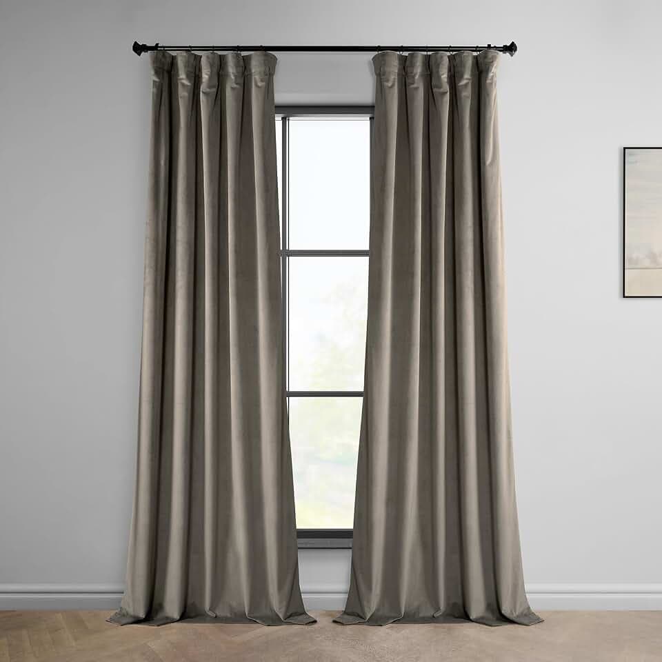 Plush Velvet Curtains for Living Room (1 Panel) - 50W x 84L, Gallery Taupe