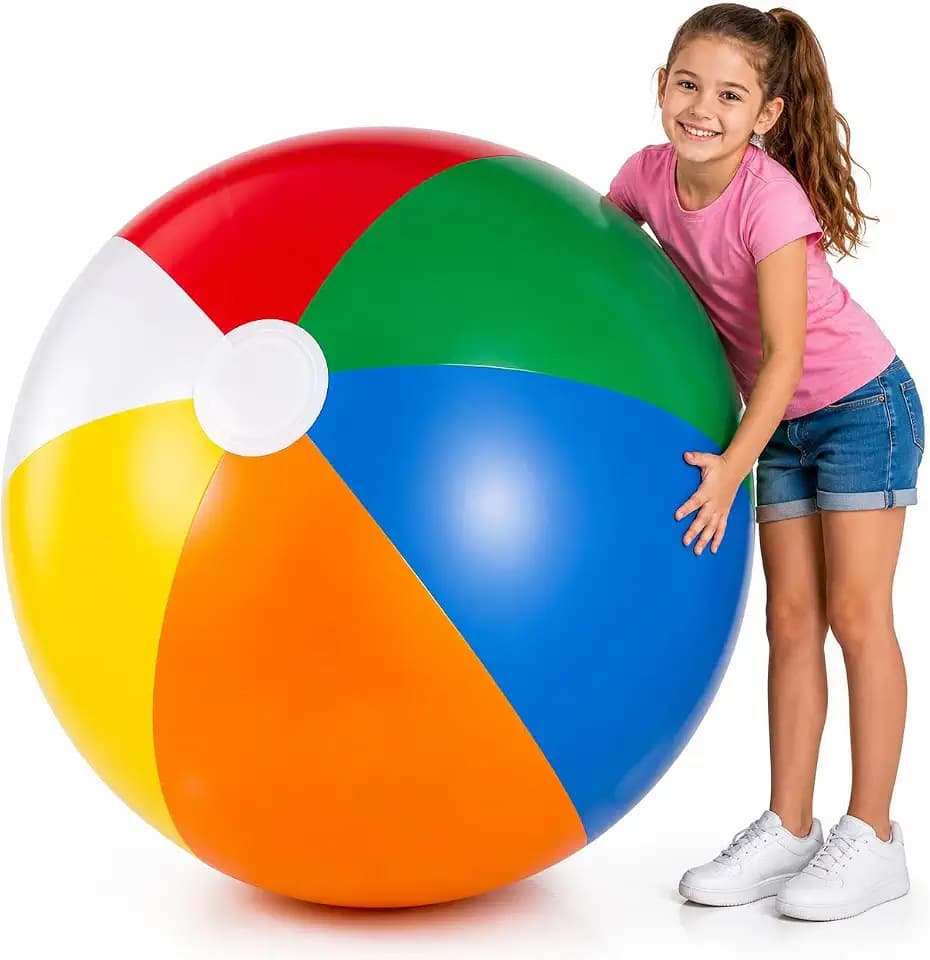 24-Inch Giant Inflatable Beach Balls - Large Blow Up Pool Balls 3-Pack