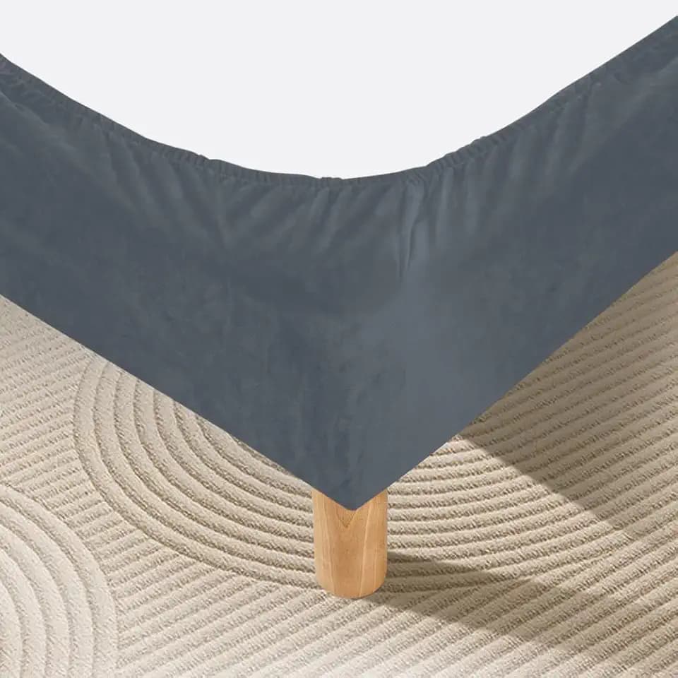 DUJUIKE Bettrahmenbezug, Bettvolant, Samt-Stretchstoff, vollelastisches Band, Bettrock-Ersatz, dekorativer Schutz Ihres Bettrahmens Geeignet für Schlafzimmer und Hotels(Grau,King Bed Width:200-210cm)