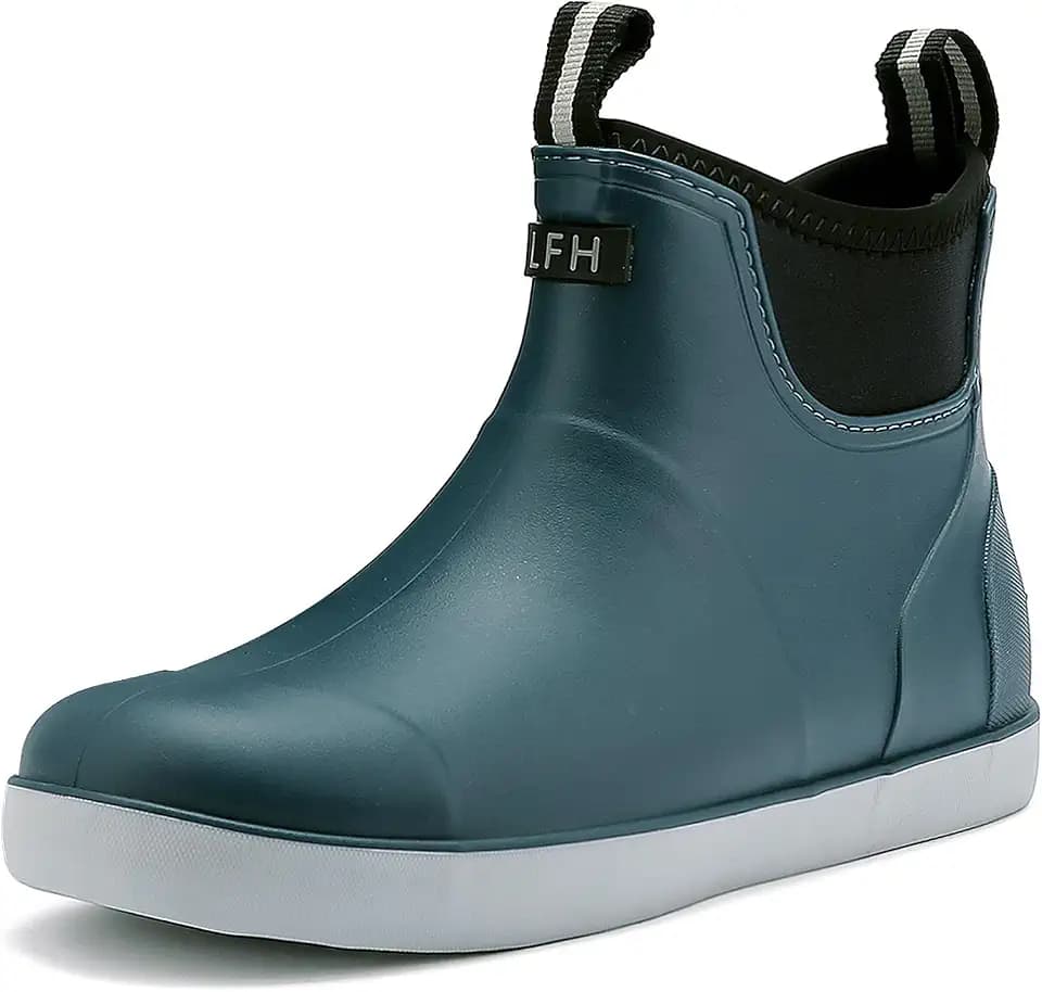 Men's Deck Boots, Waterproof Non-Slip Ankle Rain Boots for Fishing