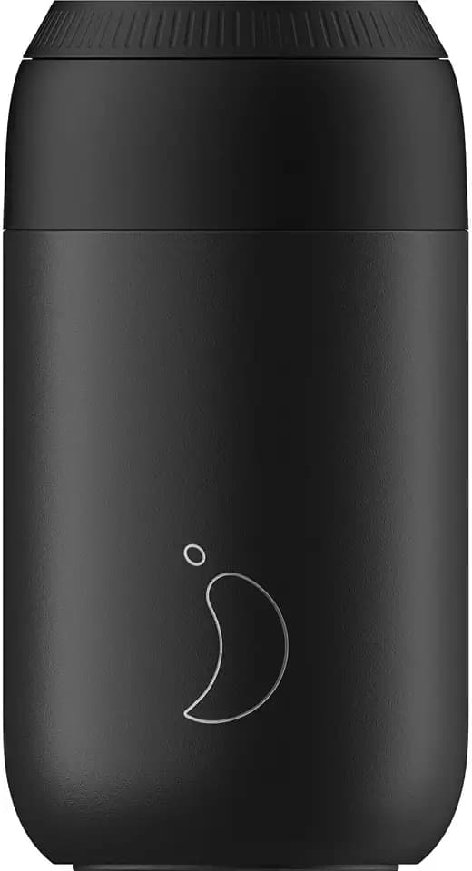 Chilly's Series 2 doppelwandiger Kaffeebecher aus Edelstahl in der Farbe Abyss Black mit einem Volumen von 340ml, B2B_C340S2ABLK