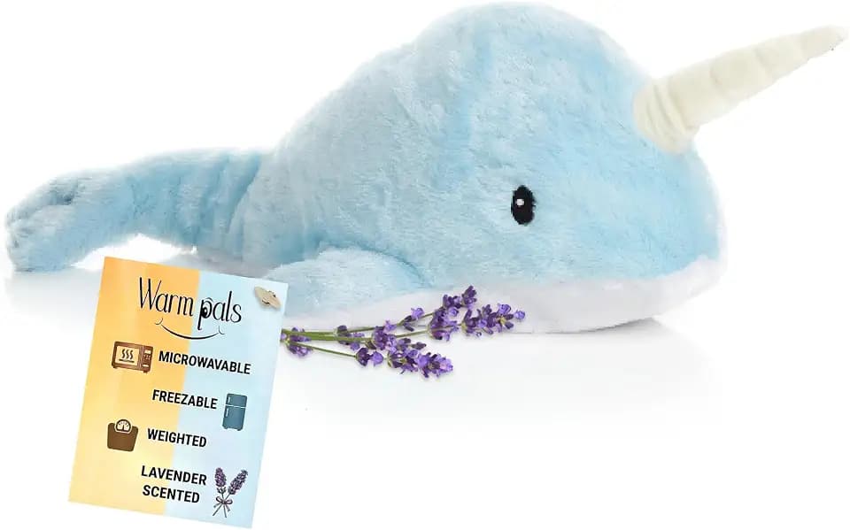 Warm Pals Nori the Narwhal, Microwavable Weighted Plush, Heated for Warmth