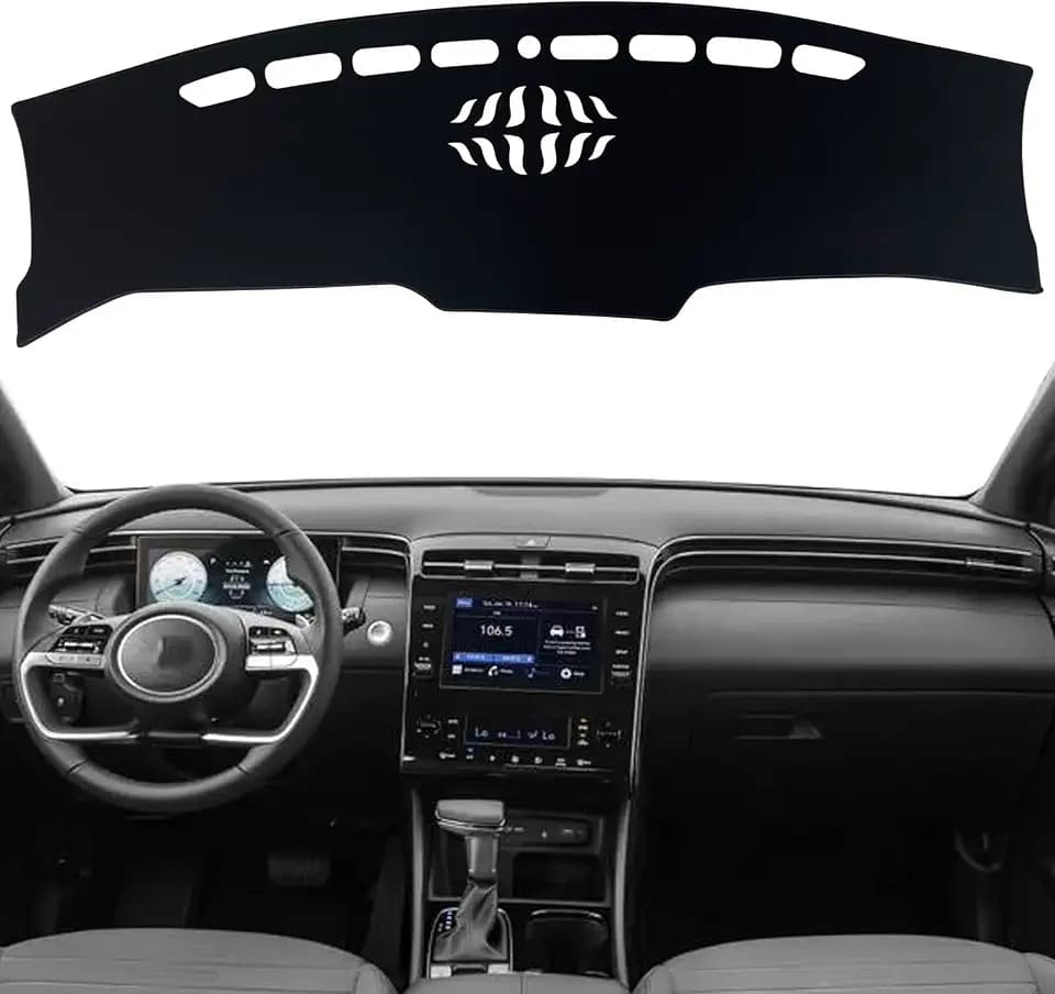 Dash Mat Cover Custom Interior Center Console Compatible with Hyundai Santa Cruz Truck SE SEL Premium and Limited 2022 2023 up Dashboard mat Covers Accessories (Black Trim)