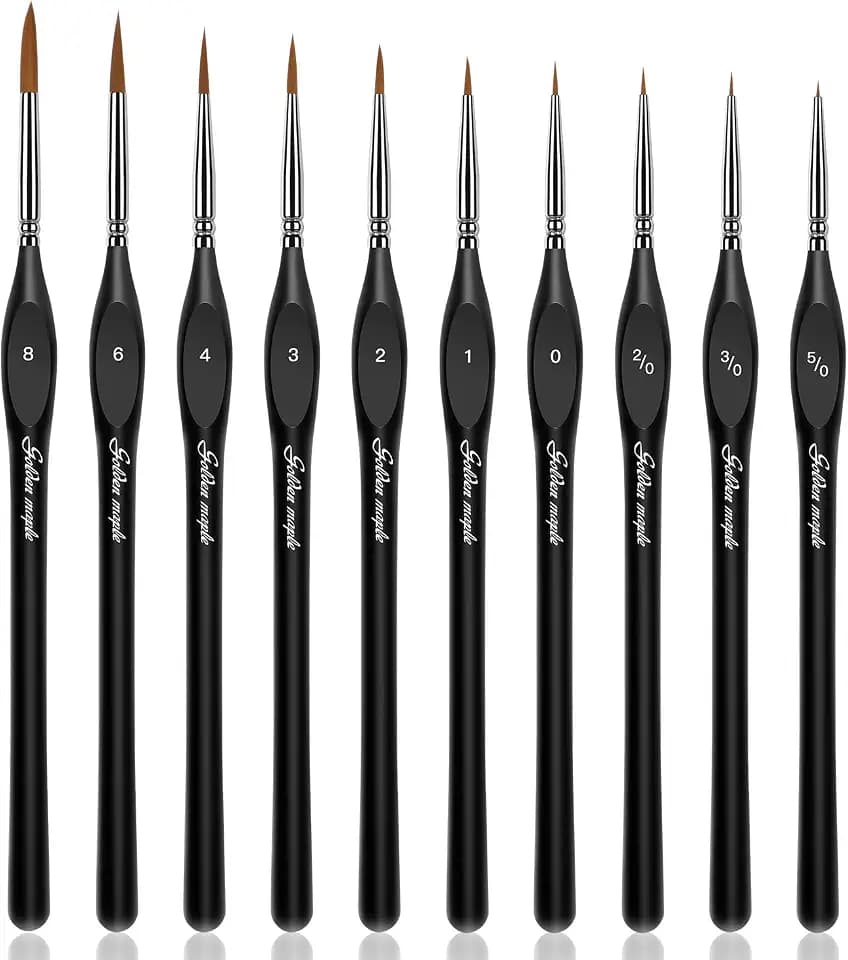 TOCYORIC 10 Pcs Best Professional Detail Paint Brush, Miniature Brushes Will Keep a Fine Point and Spring, for Watercolor, Oil, Acrylic, Nail Art Models