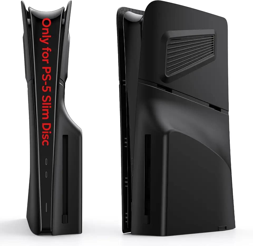 Cover für PS-5 Slim Disc-Edition, innoAura Faceplate für PS-5 Slim mit Kühlöffnungen, Kratzfeste staubdichte schützende Platten für PS-5 Slim, hochwertiges ABS-Ersatzgehäuse für PS-5 Slim(Schwarz)
